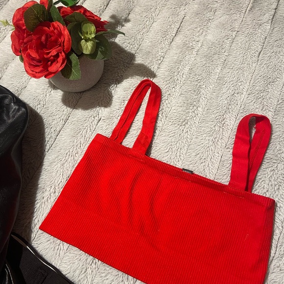 UO Red Ribbed Crop Top 🙃 - Picture 4 of 5